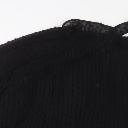 H&M Womens Black Polyester Basic Blouse Size L Round Neck - Embroidered