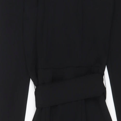 Marks and Spencer Womens Black Polyester A-Line Size 8 Collared Pullover - Belted
