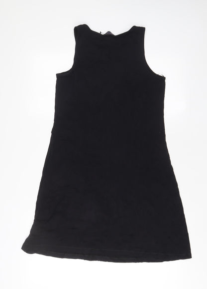 Marks and Spencer Womens Black Viscose A-Line Size 8 Boat Neck Pullover