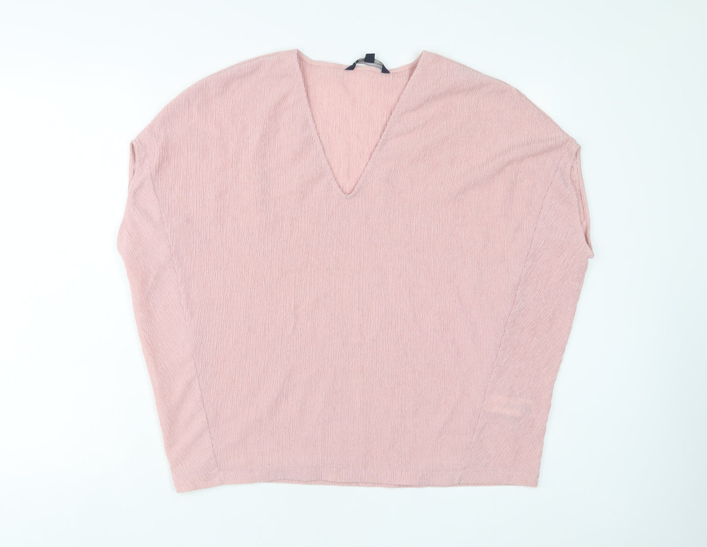 French Connection Womens Pink Polyester Basic T-Shirt Size M V-Neck