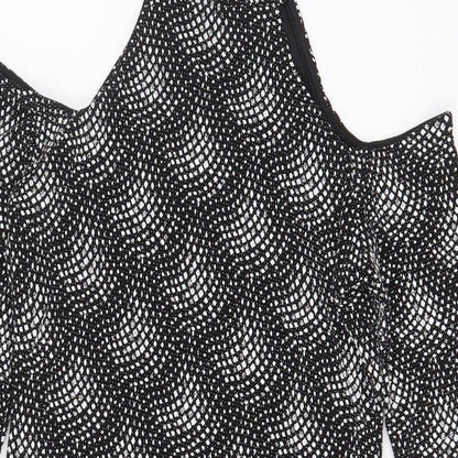 QED London Womens Black Polyester A-Line Size 12 Halter Button - Cold Shoulder