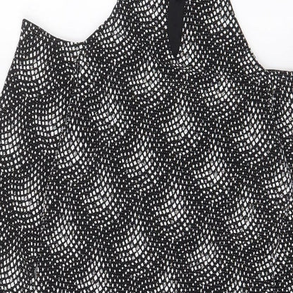 QED London Womens Black Polyester A-Line Size 12 Halter Button - Cold Shoulder