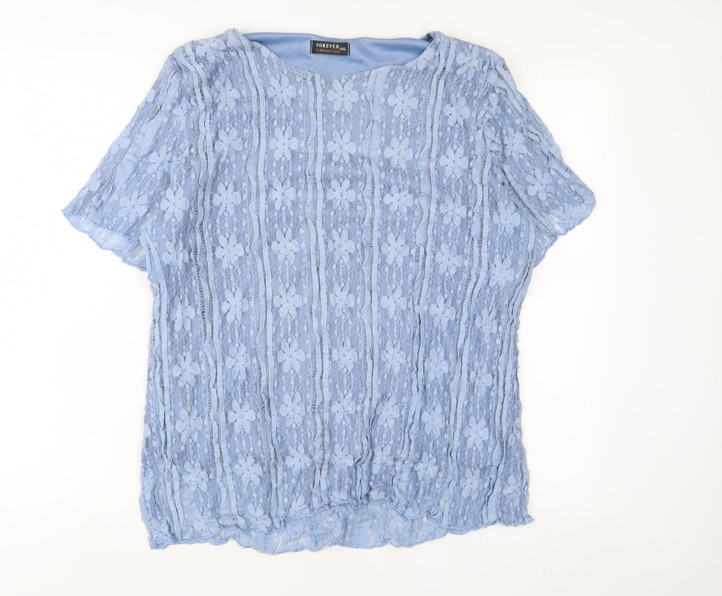 Womens UK Size 2XL Michael Gold Blue Basic T-Shirt