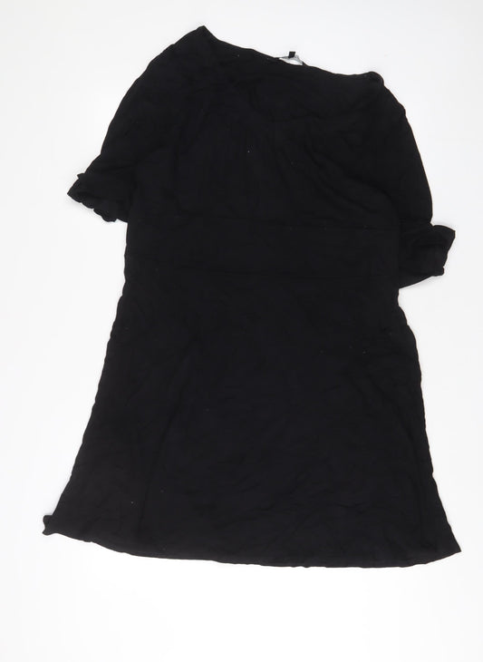 David Emanuel Womens Black Viscose A-Line Size 20 Scoop Neck Pullover