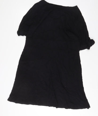 David Emanuel Womens Black Viscose A-Line Size 20 Scoop Neck Pullover