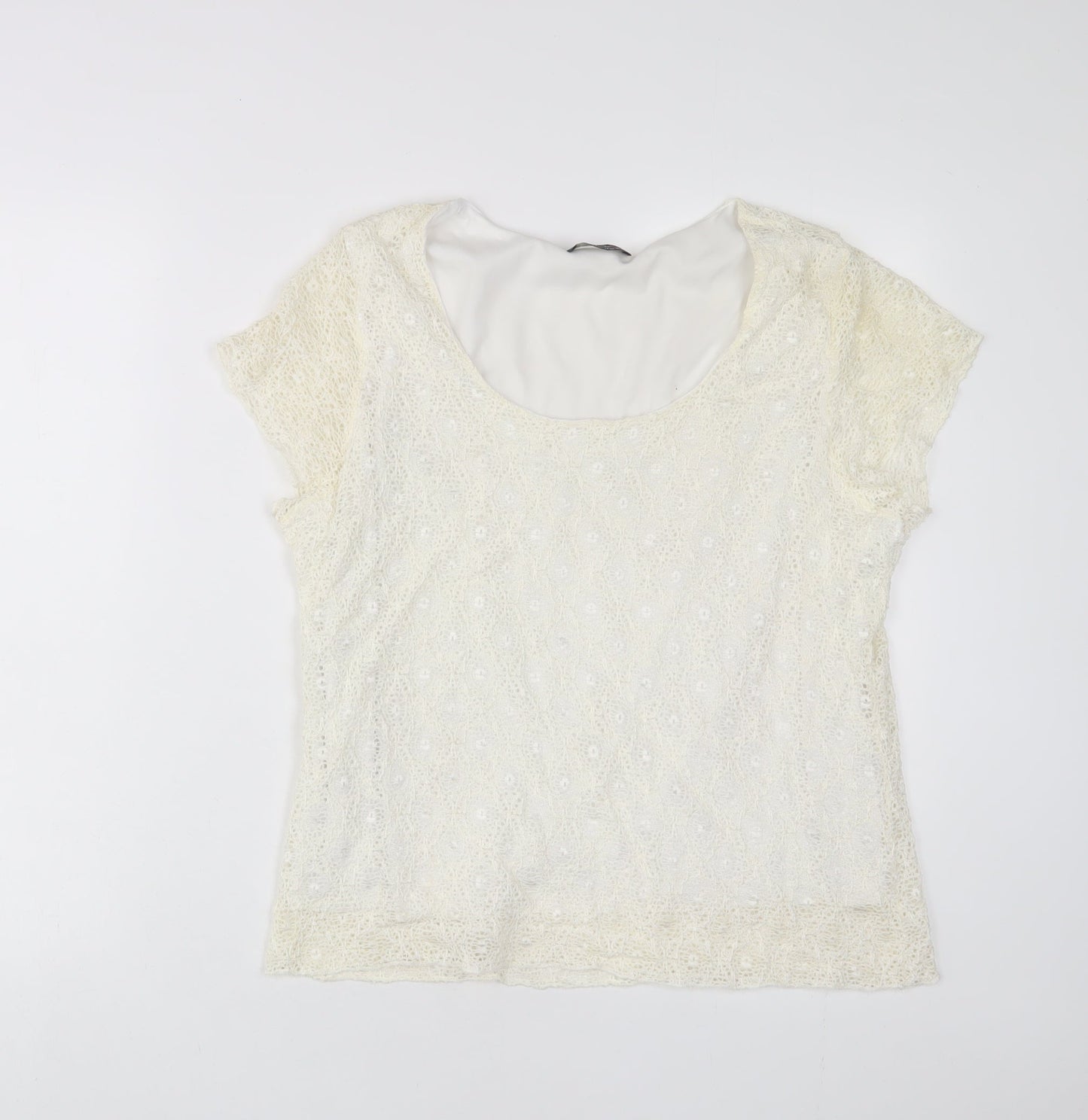 Womens UK Size XL Saloos Ivory Basic T-Shirt