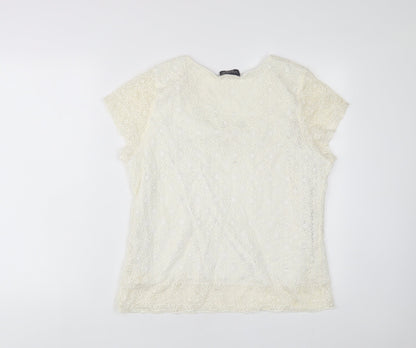 Womens UK Size XL Saloos Ivory Basic T-Shirt