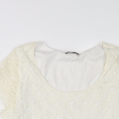 Womens UK Size XL Saloos Ivory Basic T-Shirt