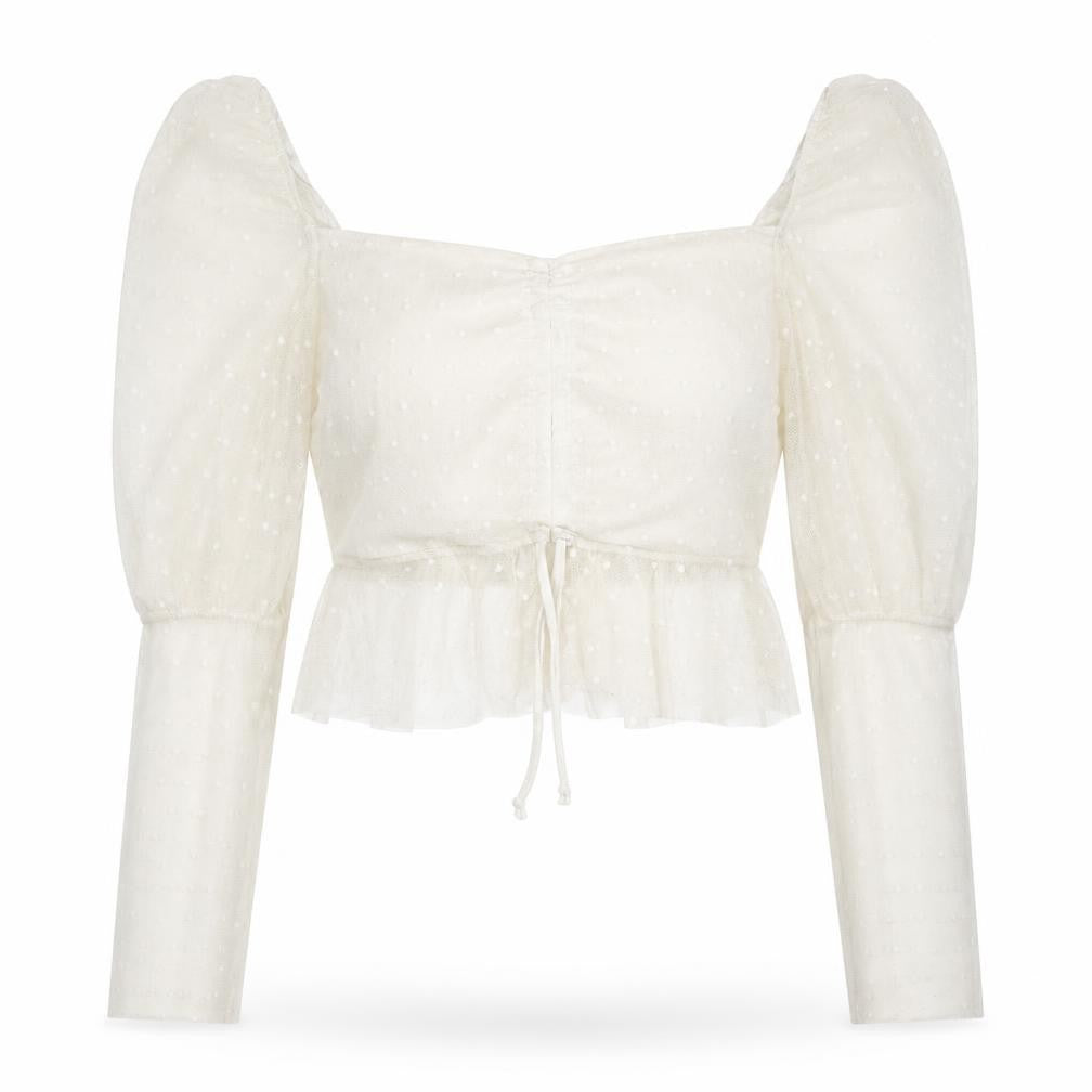 Womens UK Size 12 Boohoo White Cropped Blouse