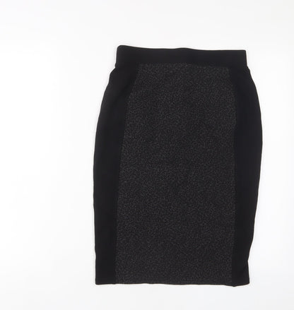Marks and Spencer Womens Black Animal Print Viscose A-Line Skirt Size 8
