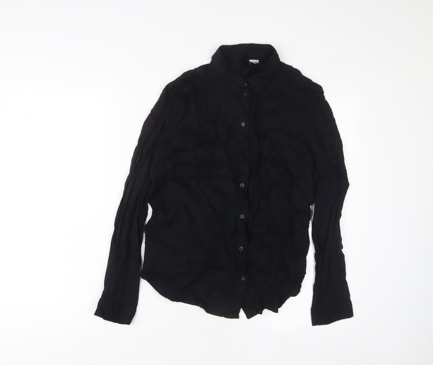 Womens UK Size 8 H&M Black Basic Button-Up