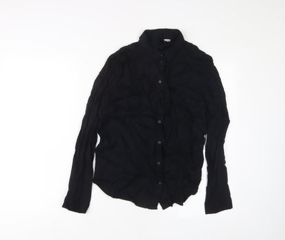 Womens UK Size 8 H&M Black Basic Button-Up