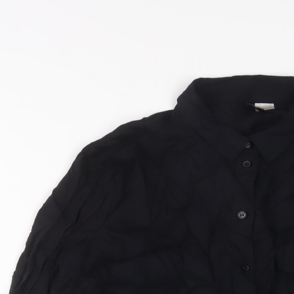 Womens UK Size 8 H&M Black Basic Button-Up
