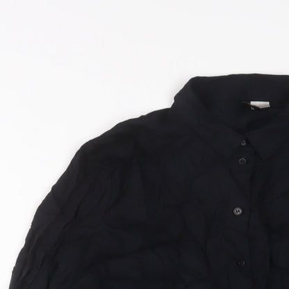 Womens UK Size 8 H&M Black Basic Button-Up