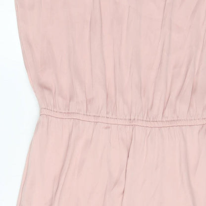 H&M Womens Pink Polyester A-Line Size 14 Crew Neck Pullover - Keyhole neck