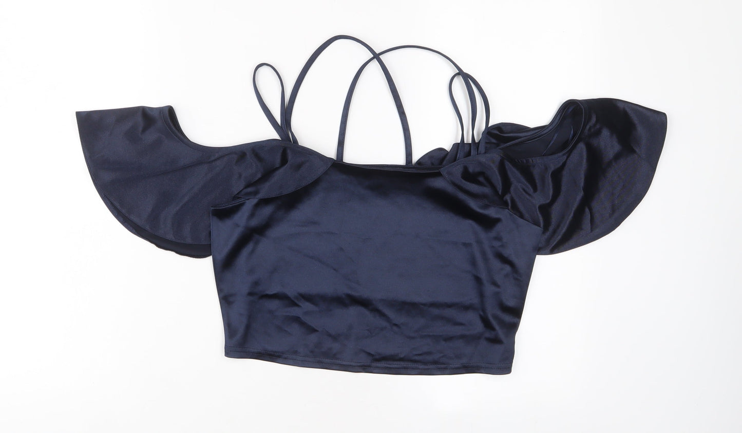 Womens UK Size 10 River Island Blue Cropped Blouse