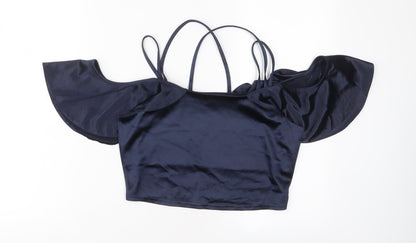 Womens UK Size 10 River Island Blue Cropped Blouse