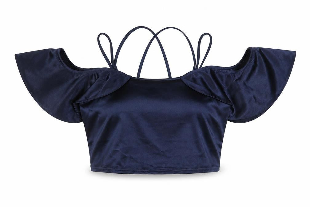 Womens UK Size 10 River Island Blue Cropped Blouse
