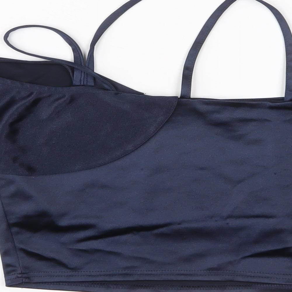 Womens UK Size 10 River Island Blue Cropped Blouse