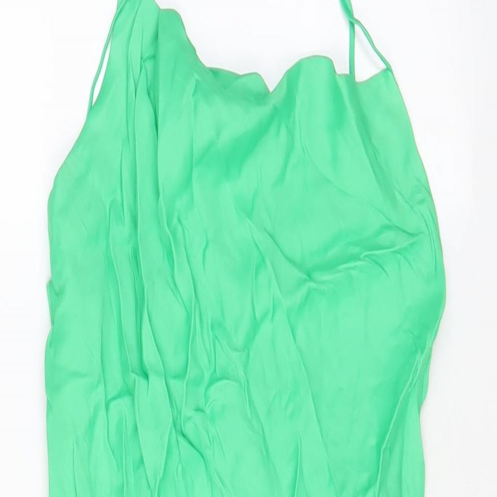 Zara Womens Green Polyester A-Line Size L Cowl Neck Pullover