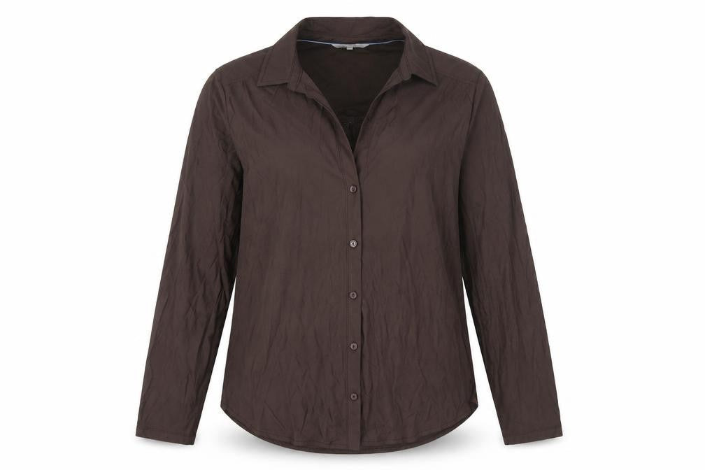 Womens UK Size M Sandwich Brown Basic Button-Up