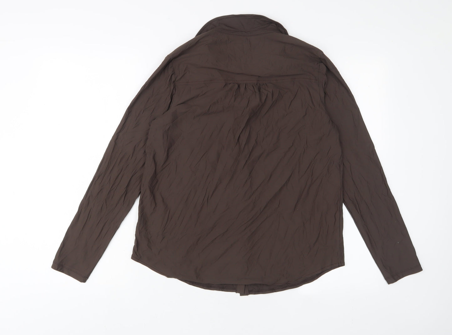 Womens UK Size M Sandwich Brown Basic Button-Up
