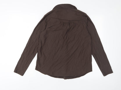 Womens UK Size M Sandwich Brown Basic Button-Up