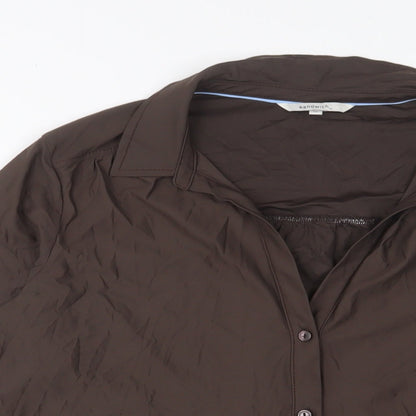 Womens UK Size M Sandwich Brown Basic Button-Up