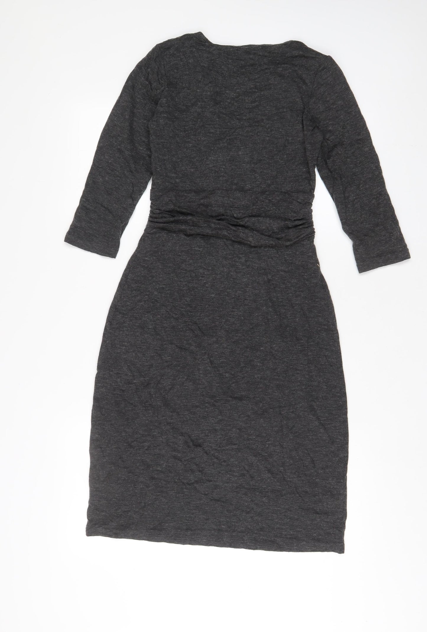 Oleana Womens Grey Acrylic A-Line Size XS V-Neck Pullover - Buttons