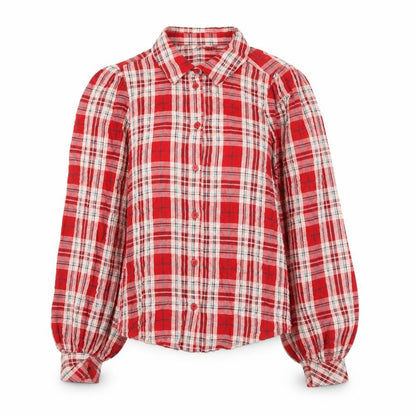 Womens UK Size S Monki Red Basic Button-Up