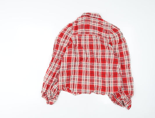 Womens UK Size S Monki Red Basic Button-Up