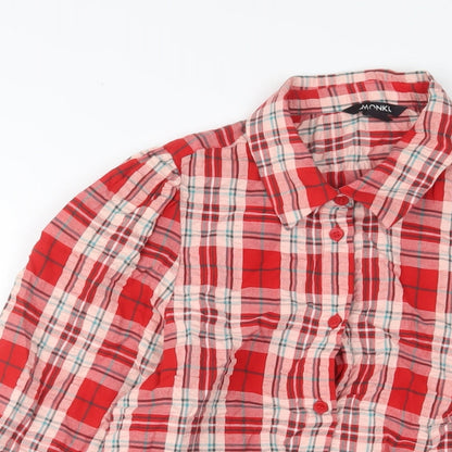 Womens UK Size S Monki Red Basic Button-Up