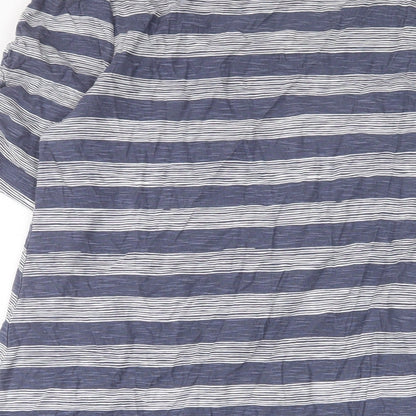 Capri Womens Blue Striped Cotton A-Line Size S Scoop Neck Pullover - Pockets