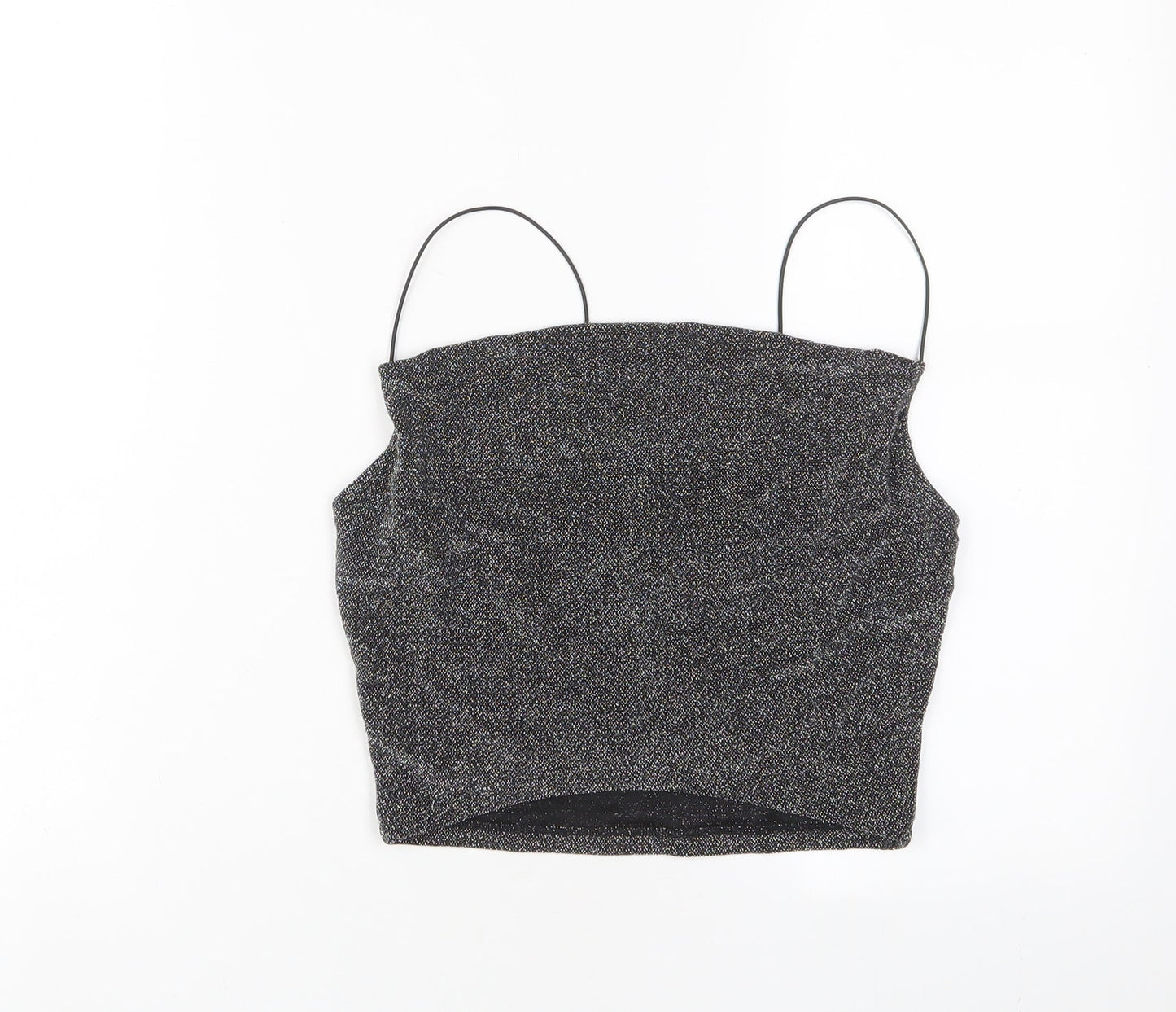 Womens UK Size S H&M Silver Cropped Tank