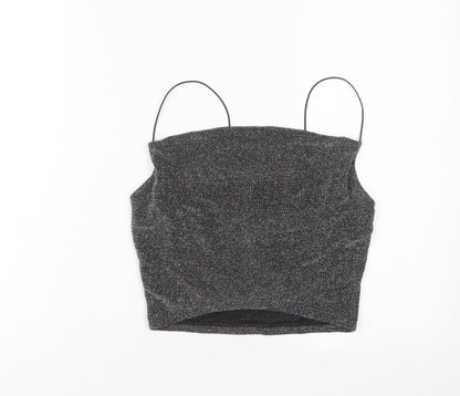 Womens UK Size S H&M Silver Cropped Tank