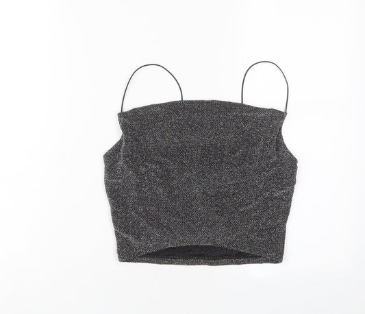 Womens UK Size S H&M Silver Cropped Tank