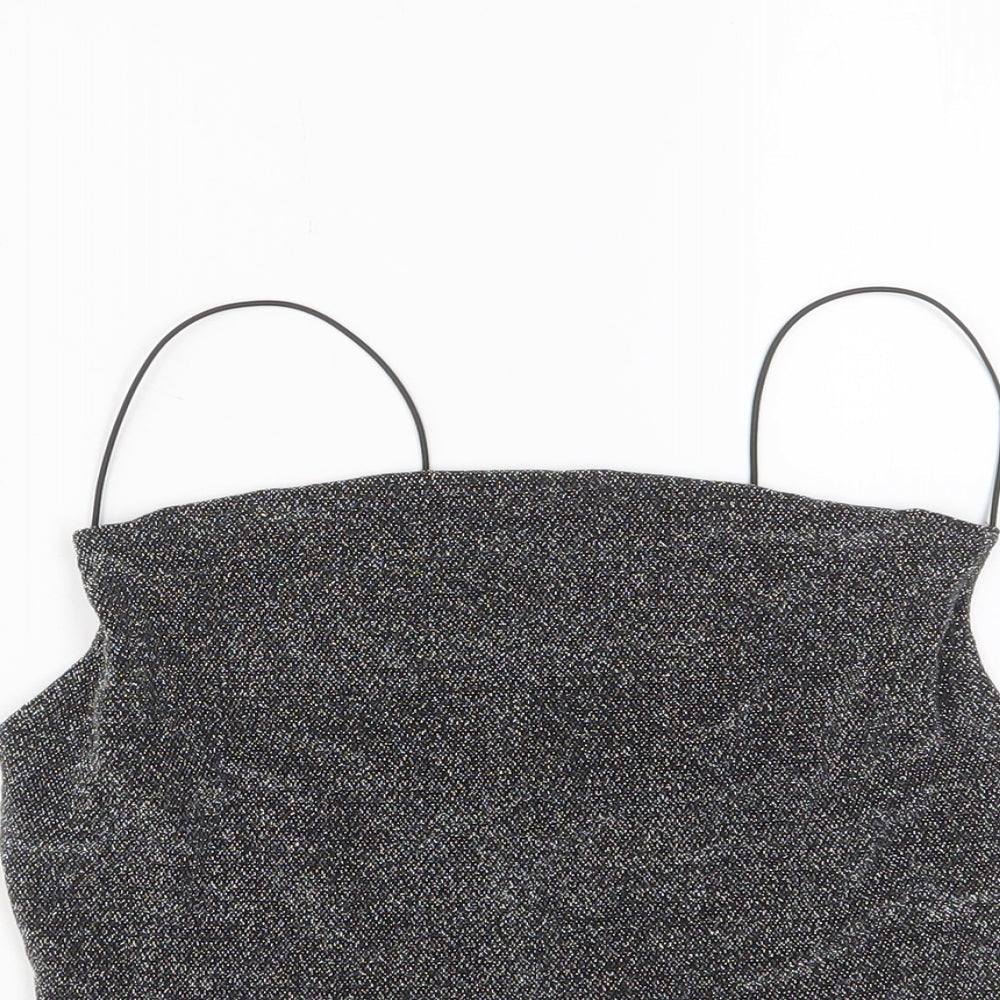 Womens UK Size S H&M Silver Cropped Tank