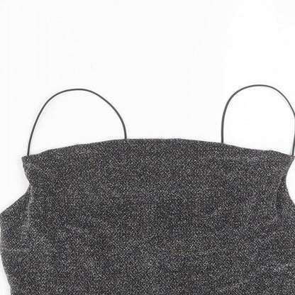 Womens UK Size S H&M Silver Cropped Tank