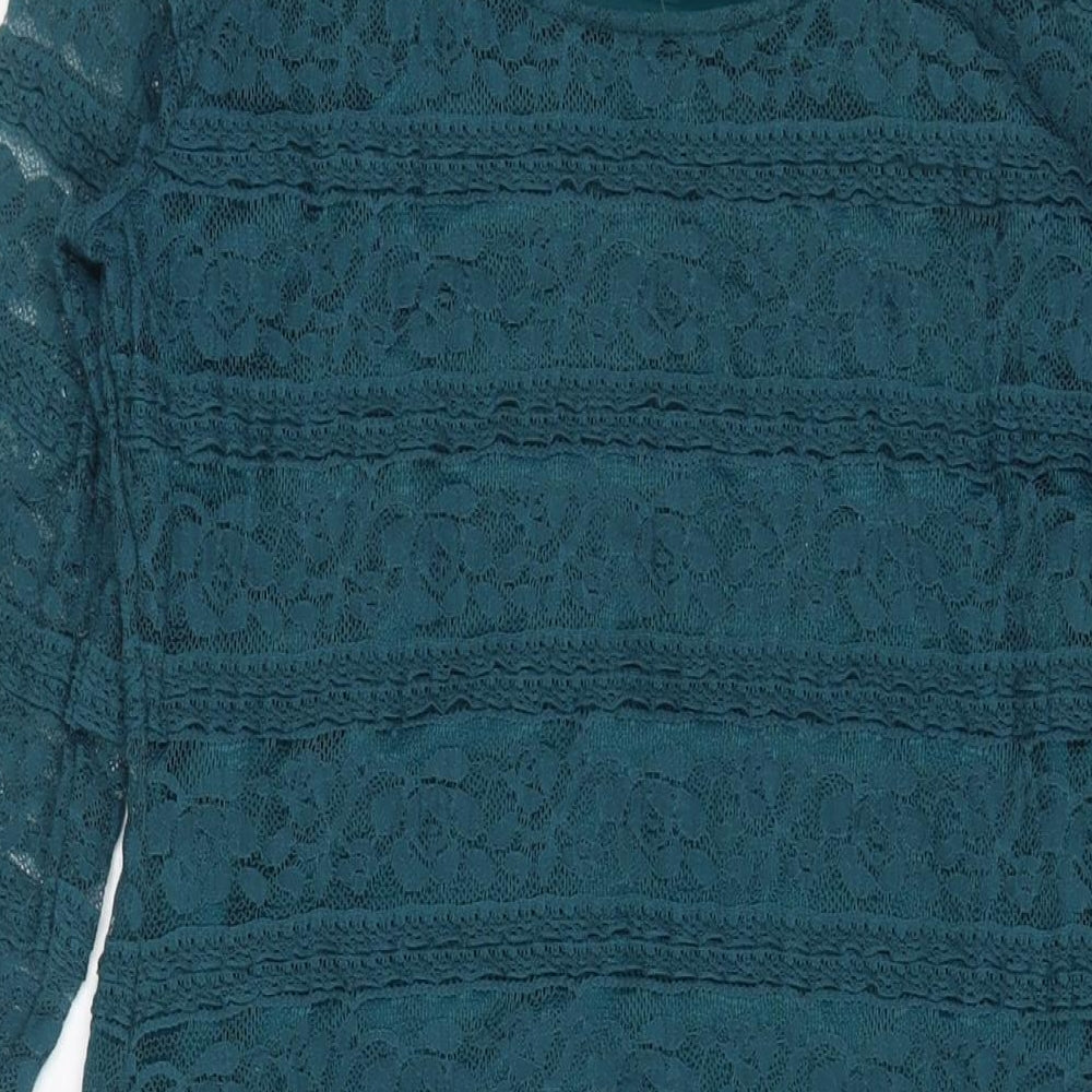 Marks and Spencer Womens Blue Polyamide A-Line Size 12 Scoop Neck Zip