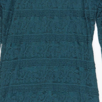 Marks and Spencer Womens Blue Polyamide A-Line Size 12 Scoop Neck Zip