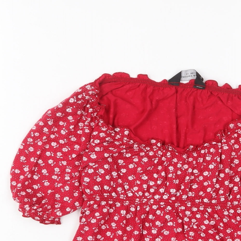 Womens UK Size 10 Dorothy Perkins Red Basic T-Shirt