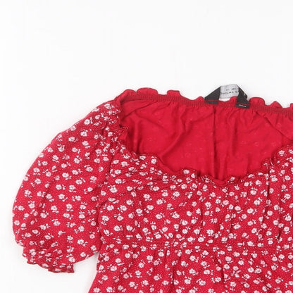 Womens UK Size 10 Dorothy Perkins Red Basic T-Shirt