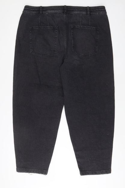 Per Una Womens Grey Cotton Mom Jeans Size 20 L28 in Regular Zip