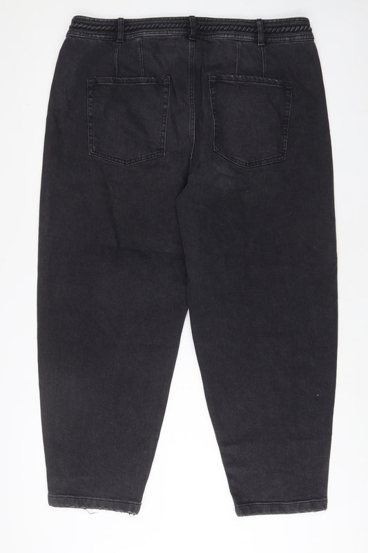 Per Una Womens Grey Cotton Mom Jeans Size 20 L28 in Regular Zip