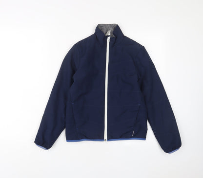 Additional front view of Decathlon boys’ blue jacket coat, size 10, years zip