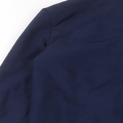 Brand and care label for Decathlon boys’ blue jacket coat, size 10, years zip