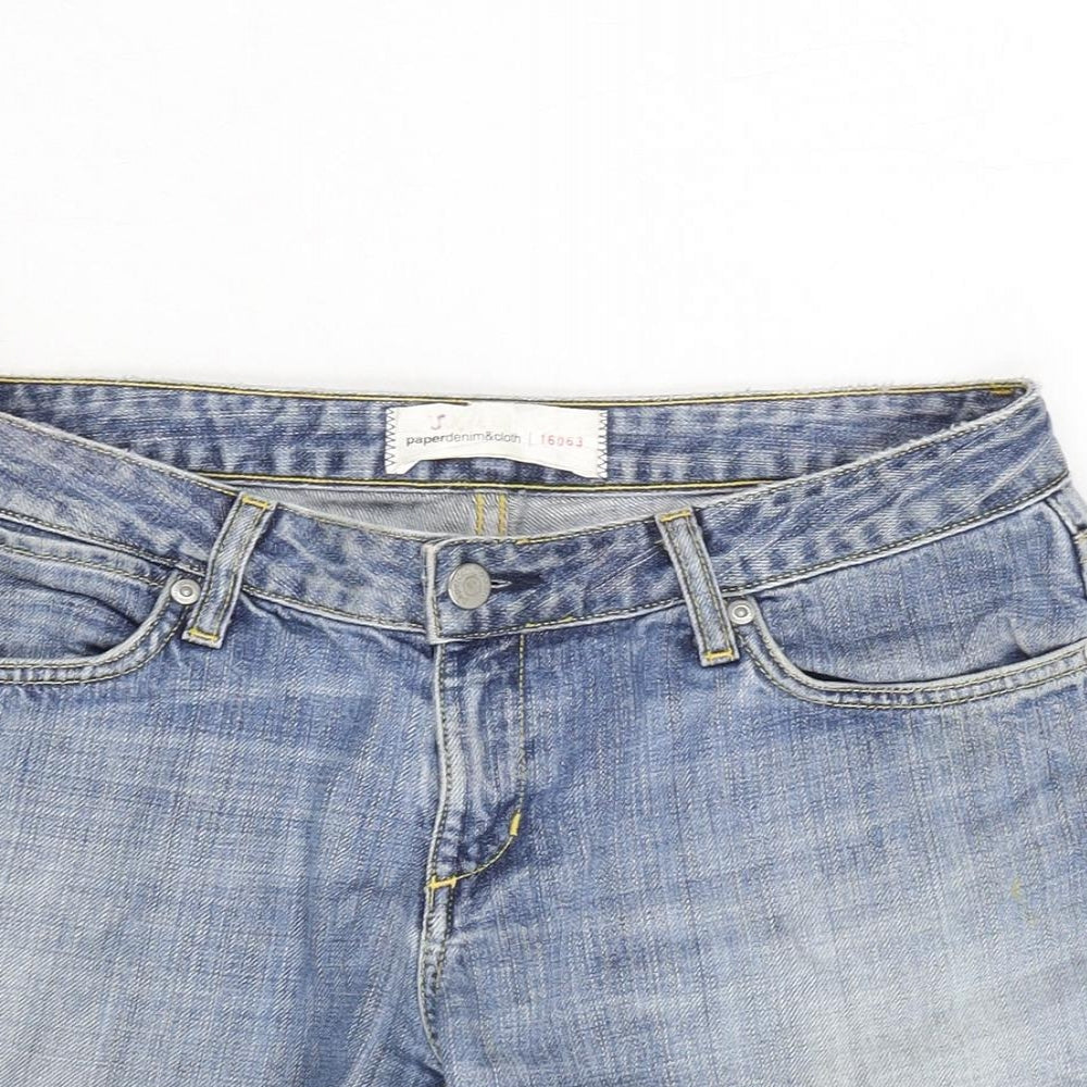 Paper Denim & Cloth Womens Blue Cotton Cut-Off Shorts Size 30 in L5 in Regular Zip
