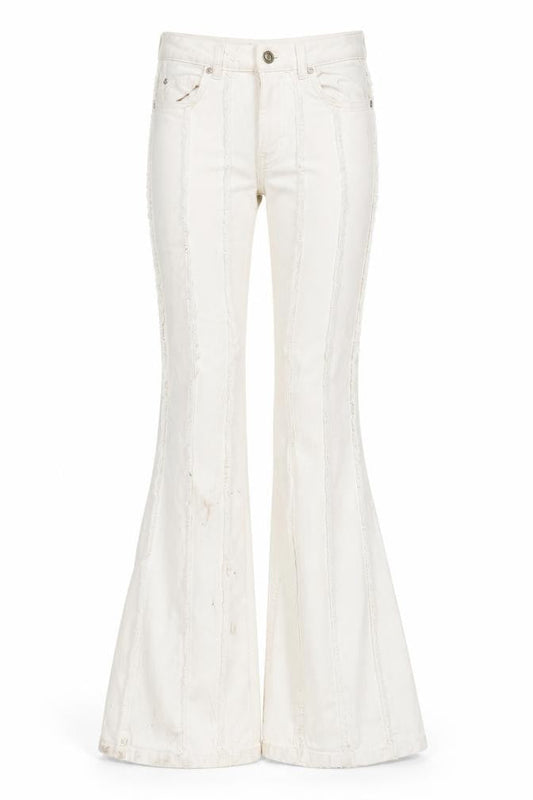 Berksha Womens White Cotton Blend Flared Jeans Size 6 L32 in Regular Zip
