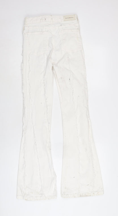 Berksha Womens White Cotton Blend Flared Jeans Size 6 L32 in Regular Zip