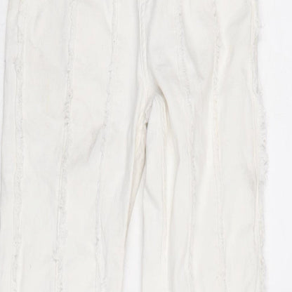Berksha Womens White Cotton Blend Flared Jeans Size 6 L32 in Regular Zip
